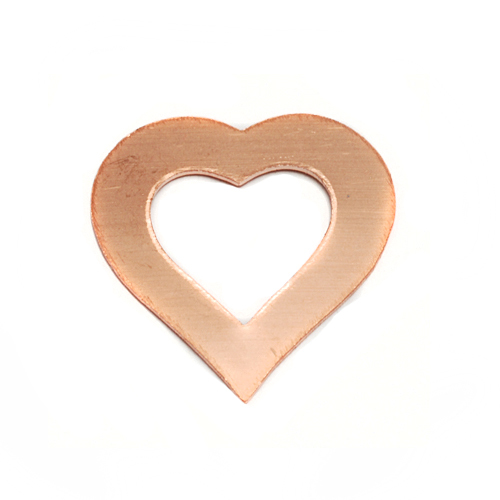 Metal Stamping Blanks Copper Heart Washer, 21mm (.83") x 19mm (.75"), 24g